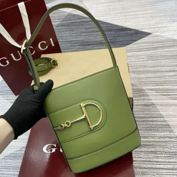 Gucci 833665 Gucci 73 Small Bucket Bag Green Leather