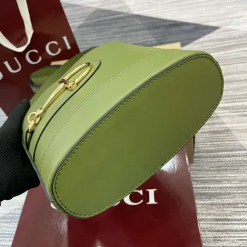 Gucci 833665 Gucci 73 Small Bucket Bag Green Leather