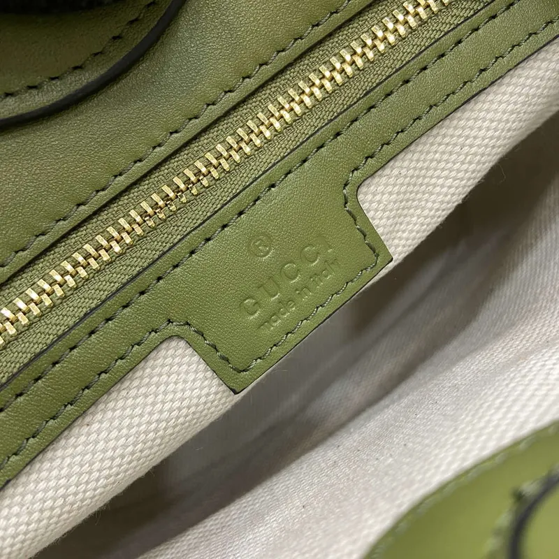 Gucci 833665 Gucci 73 Small Bucket Bag Green Leather