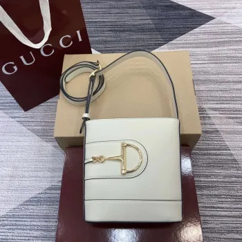 Gucci 833665 Gucci 73 Small Bucket Bag White Leather
