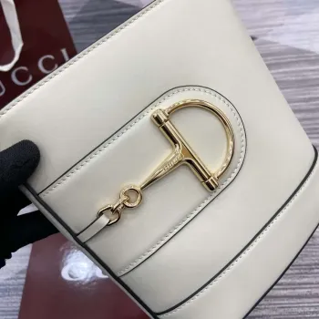 Gucci 833665 Gucci 73 Small Bucket Bag White Leather