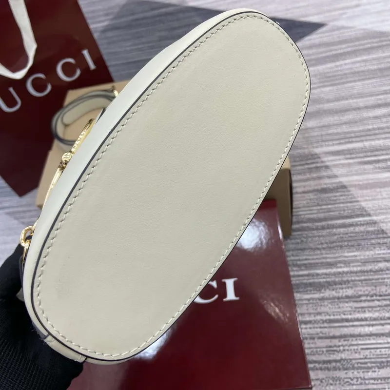 Gucci 833665 Gucci 73 Small Bucket Bag White Leather