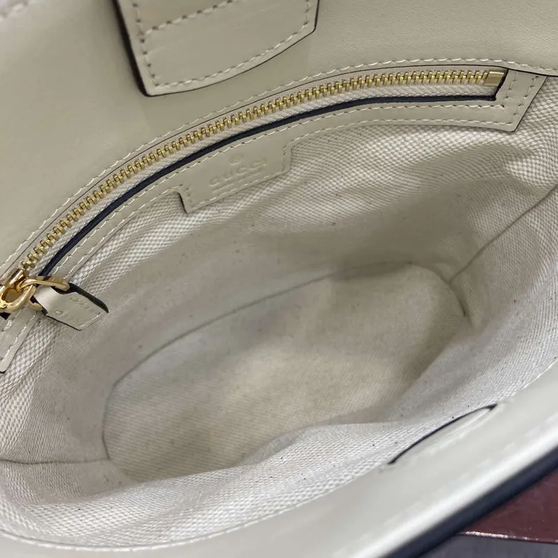 Gucci 833665 Gucci 73 Small Bucket Bag White Leather