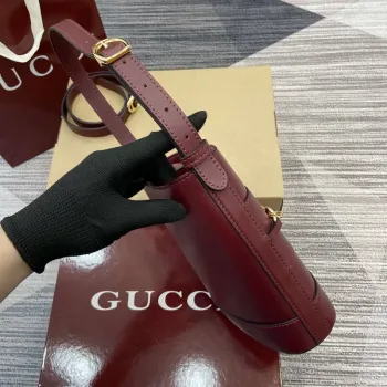 Gucci 833665 Gucci 73 Small Bucket Bag Red Leather