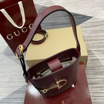 Gucci 833665 Gucci 73 Small Bucket Bag Red Leather