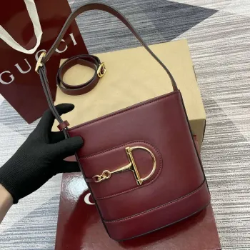 Gucci 833665 Gucci 73 Small Bucket Bag Red Leather