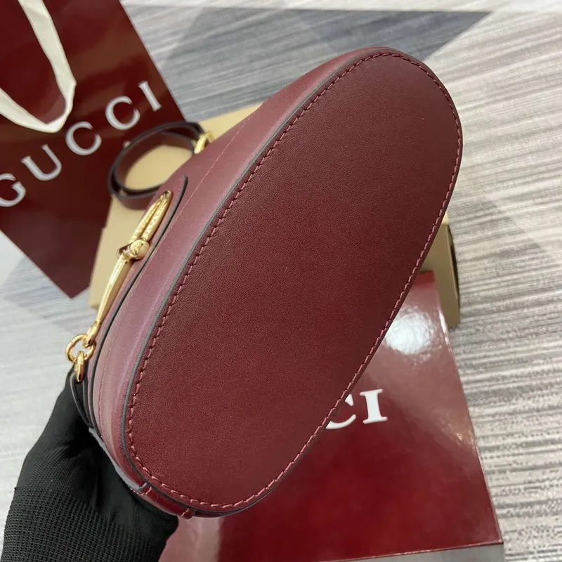 Gucci 833665 Gucci 73 Small Bucket Bag Red Leather