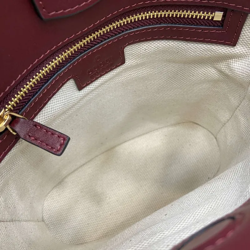 Gucci 833665 Gucci 73 Small Bucket Bag Red Leather