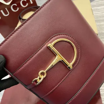 Gucci 833665 Gucci 73 Small Bucket Bag Red Leather