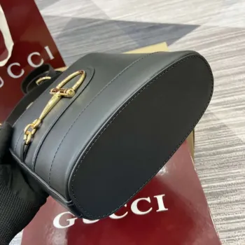 Gucci 833665 Gucci 73 Small Bucket Bag Black Leather