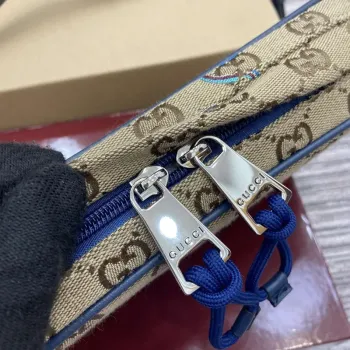 Gucci 817771 Small Embroidered Snake Crossbody Bag Apricot cloth