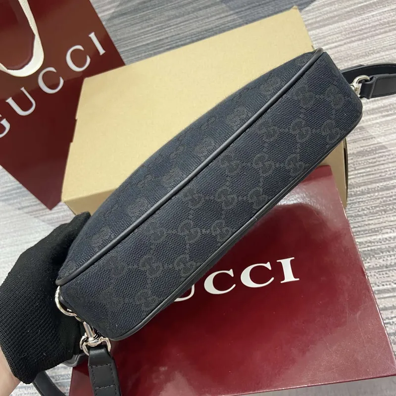Gucci 834802 GG Canvas Small Crossbody Bag Black