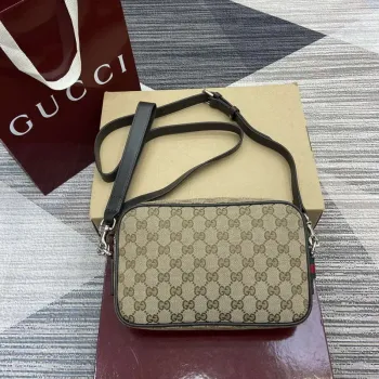 Gucci 834802 GG Canvas Small Crossbody Bag Dark brown
