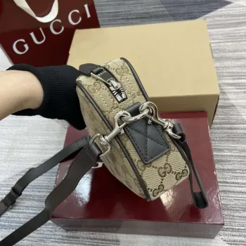 Gucci 834802 GG Canvas Small Crossbody Bag Dark brown