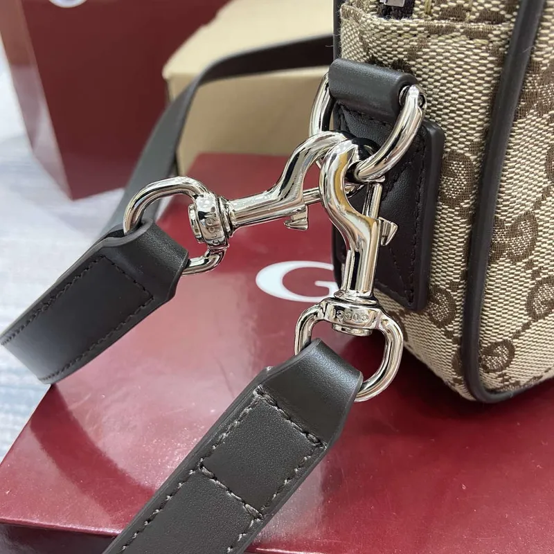 Gucci 834802 GG Canvas Small Crossbody Bag Dark brown