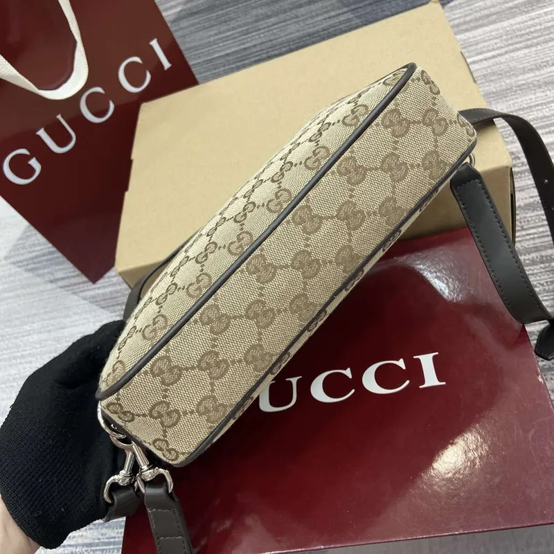 Gucci 834802 GG Canvas Small Crossbody Bag Dark brown