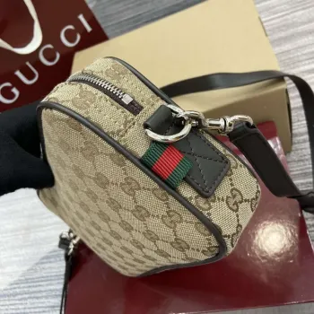 Gucci 834802 GG Canvas Small Crossbody Bag Dark brown