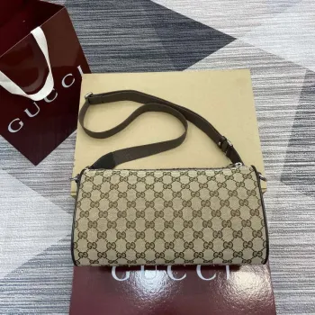 Gucci 834455 GG Canvas Small Cylinder Bag Dark brown