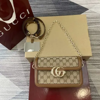 Gucci 826761 Gucci Go Small Shoulder Bag Brown Cloth