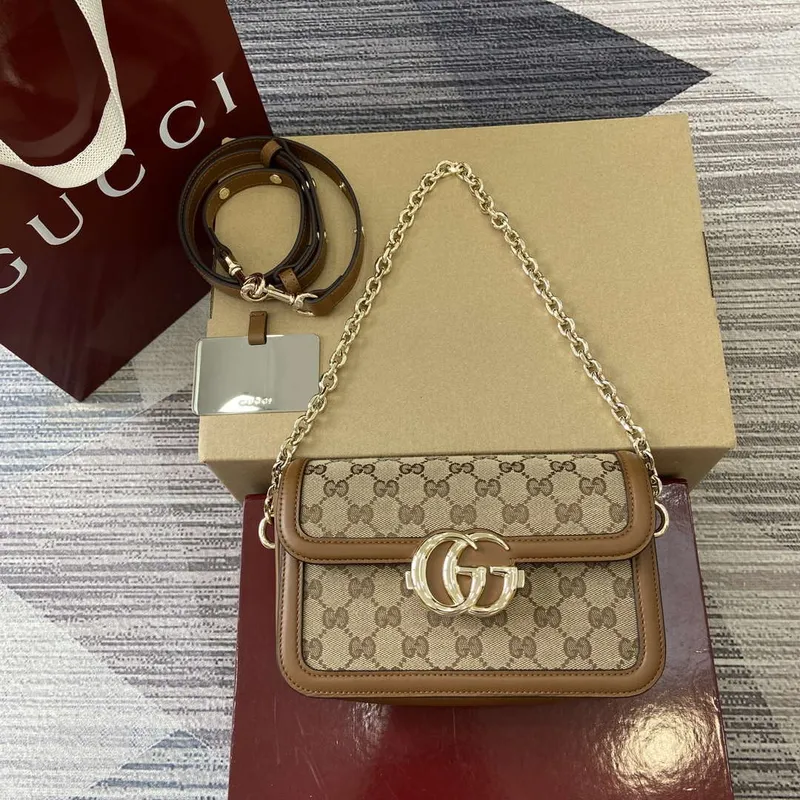 Gucci 826761 Gucci Go Small Shoulder Bag Brown Cloth