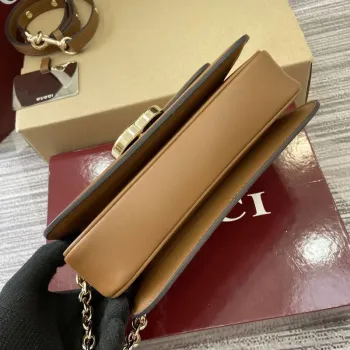 Gucci 826761 Gucci Go Small Shoulder Bag Brown Cloth