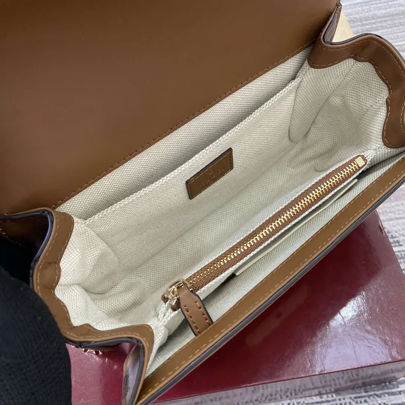 Gucci 826761 Gucci Go Small Shoulder Bag Brown Cloth