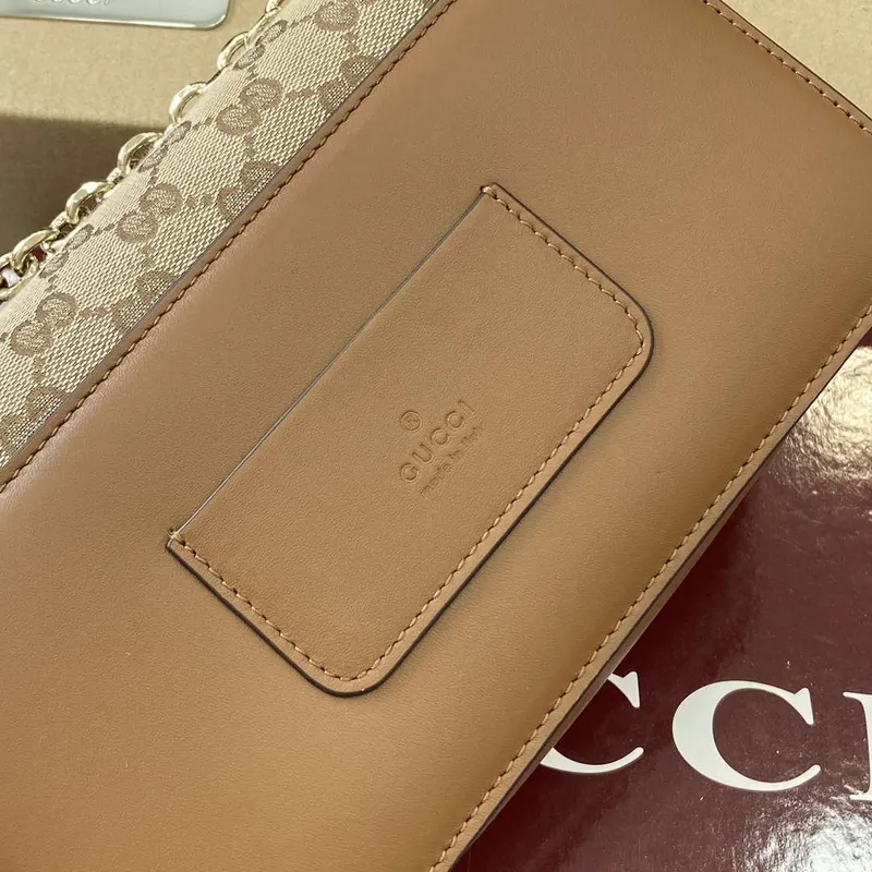 Gucci 826761 Gucci Go Small Shoulder Bag Brown Cloth