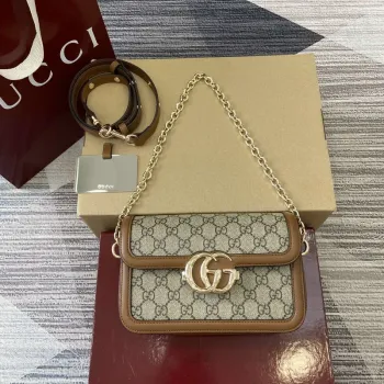 Gucci 826761 Gucci Go Small Shoulder Bag Brown PVC
