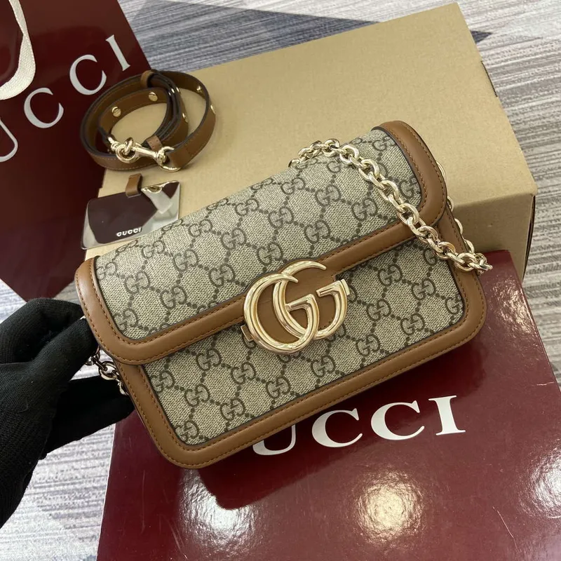 Gucci 826761 Gucci Go Small Shoulder Bag Brown PVC