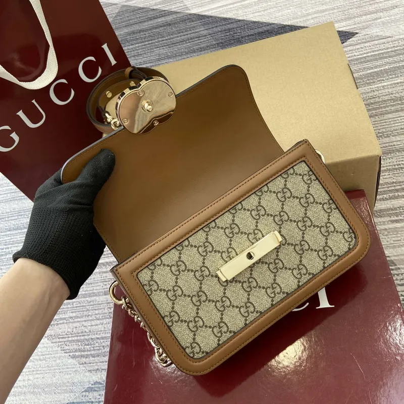 Gucci 826761 Gucci Go Small Shoulder Bag Brown PVC