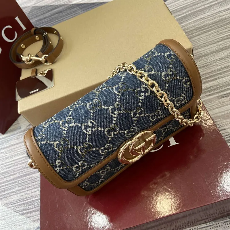 Gucci 826761 Gucci Go Small Shoulder Bag Blue Jeans
