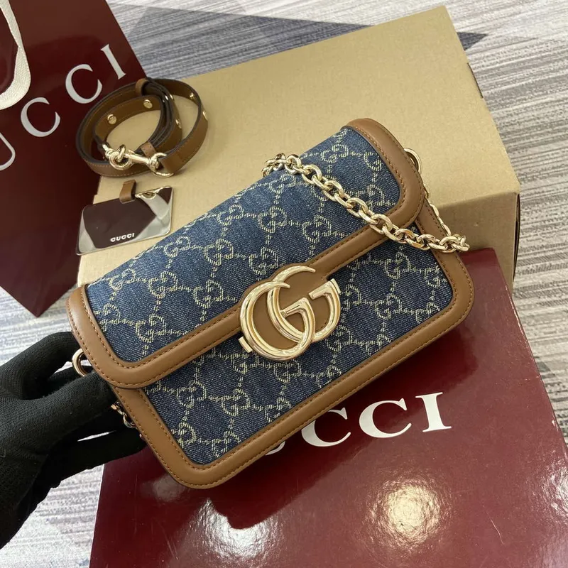 Gucci 826761 Gucci Go Small Shoulder Bag Blue Jeans