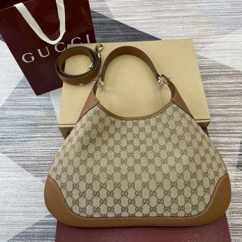Gucci 834981 Gucci B Medium Shoulder Bag Brown Leather Trim