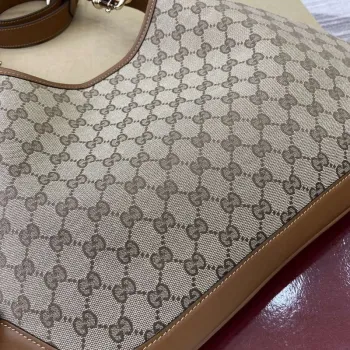 Gucci 834981 Gucci B Medium Shoulder Bag Brown Leather Trim