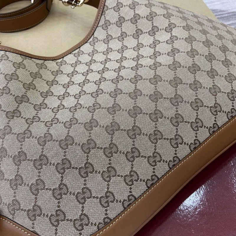 Gucci 834981 Gucci B Medium Shoulder Bag Brown Leather Trim