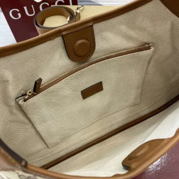 Gucci 834981 Gucci B Medium Shoulder Bag Brown Leather Trim