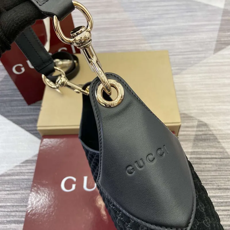 Gucci 834981 Gucci B medium Shoulder Bag Black Velvet Embossed