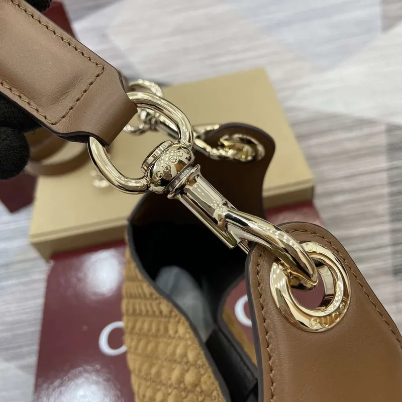 Gucci 834981 Gucci B medium Shoulder Bag Brown velvet embossed