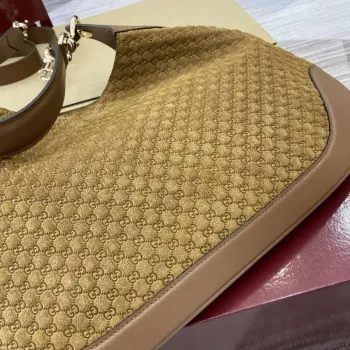 Gucci 834981 Gucci B medium Shoulder Bag Brown velvet embossed