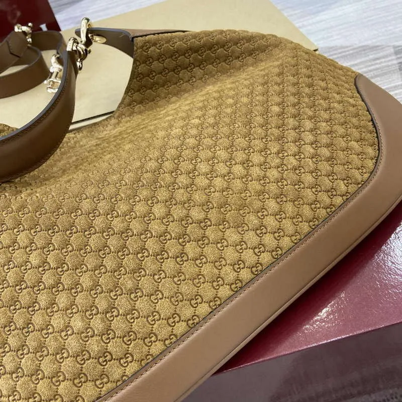 Gucci 834981 Gucci B medium Shoulder Bag Brown velvet embossed