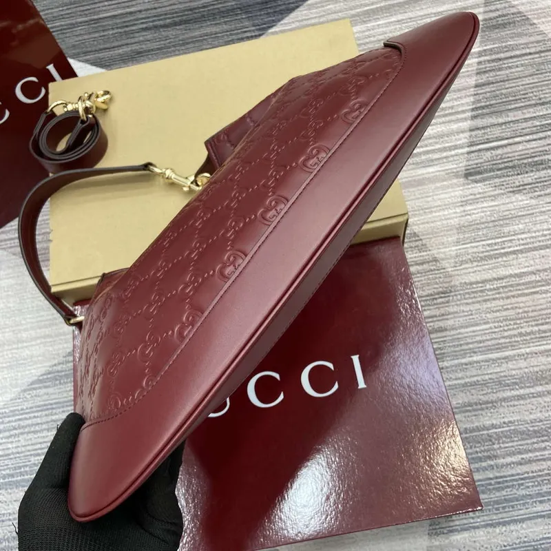 Gucci 834981 Gucci B medium Shoulder Bag Red Leather