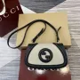Gucci 815700 Gucci Blondie mini shoulder bag Black with beige cotton linen canvas