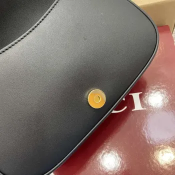 Gucci 815700 Gucci Blondie mini shoulder bag Black with beige cotton linen canvas