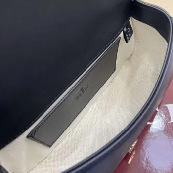 Gucci 815700 Gucci Blondie mini shoulder bag Black with beige cotton linen canvas