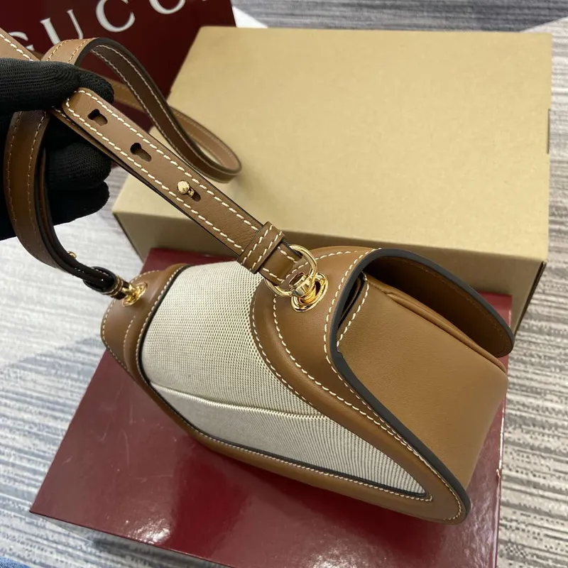 Gucci 815700 Gucci Blondie mini shoulder bag Beige cotton linen canvas