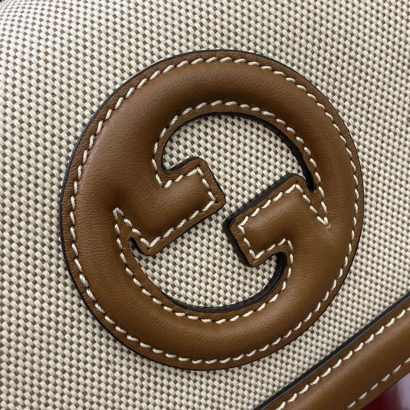 Gucci 815700 Gucci Blondie mini shoulder bag Beige cotton linen canvas