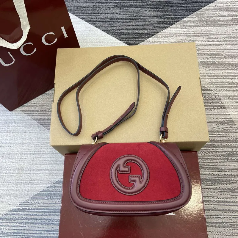 Gucci 815700 Gucci Blondie mini shoulder bag Suede leather Wine Red