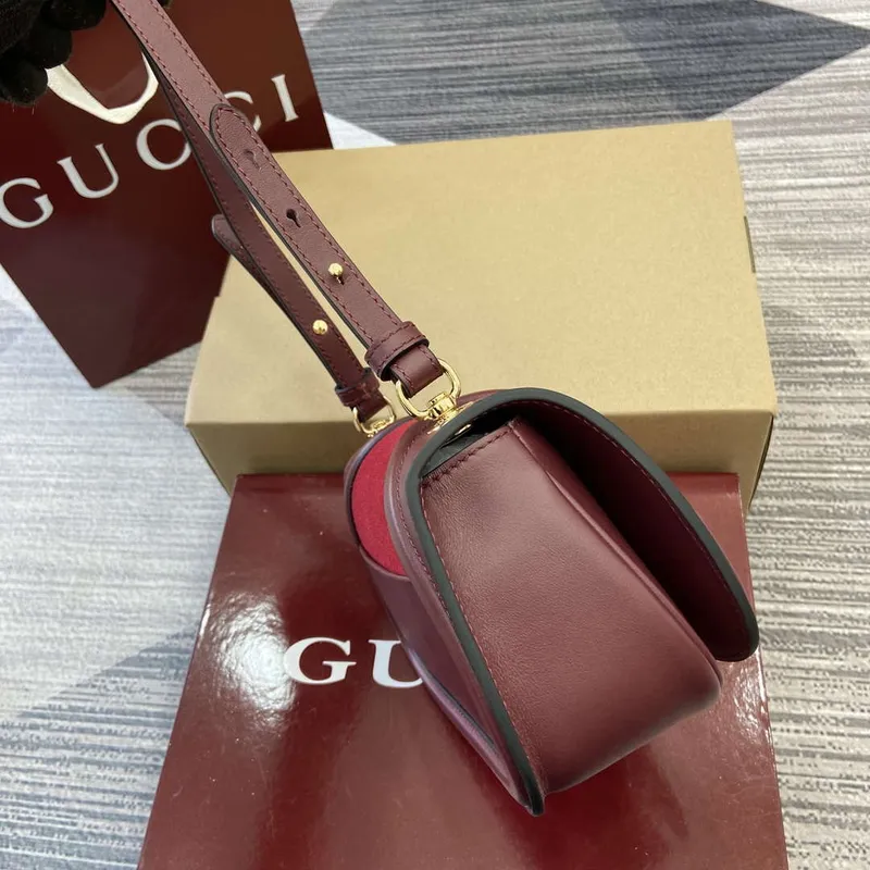 Gucci 815700 Gucci Blondie mini shoulder bag Suede leather Wine Red