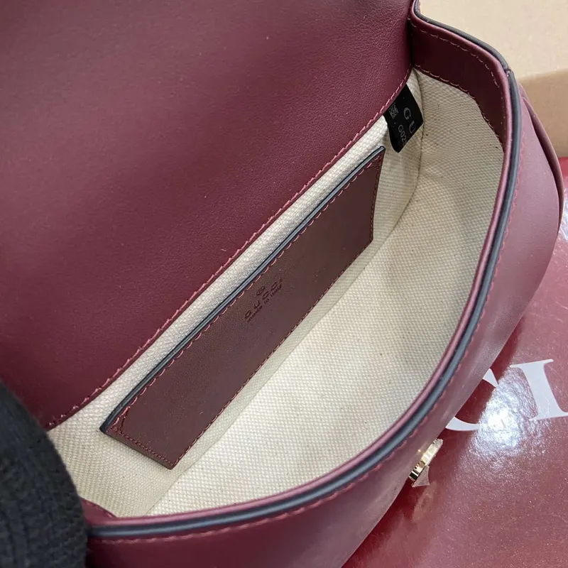 Gucci 815700 Gucci Blondie mini shoulder bag Suede leather Wine Red