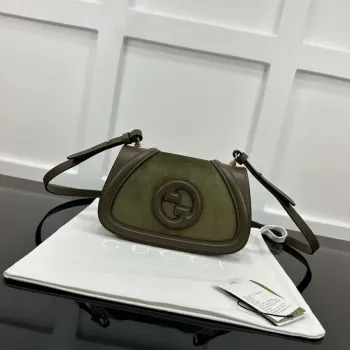 Gucci 815700 Gucci Blondie mini shoulder bag Suede leather Green